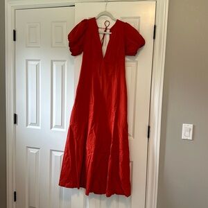 Abercrombie and fitch red puff sleeve dress
